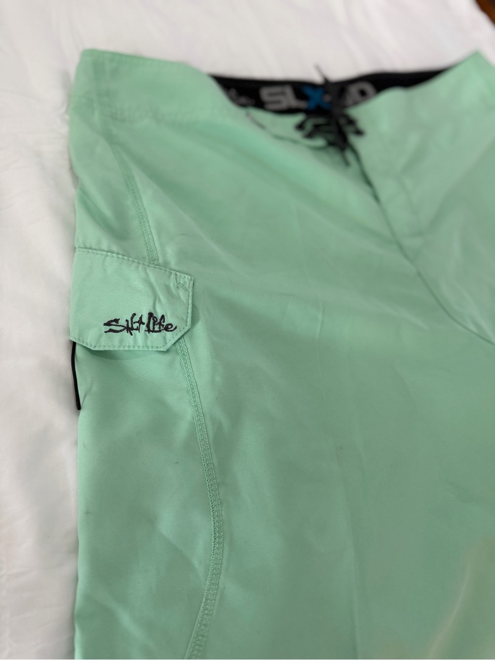 Salt Life Mint Green Swim Trunks with Black Waistband